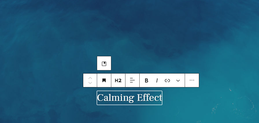 Passando o mouse sobre a barra de ferramentas do editor para encontrar o seletor de bloco pai.