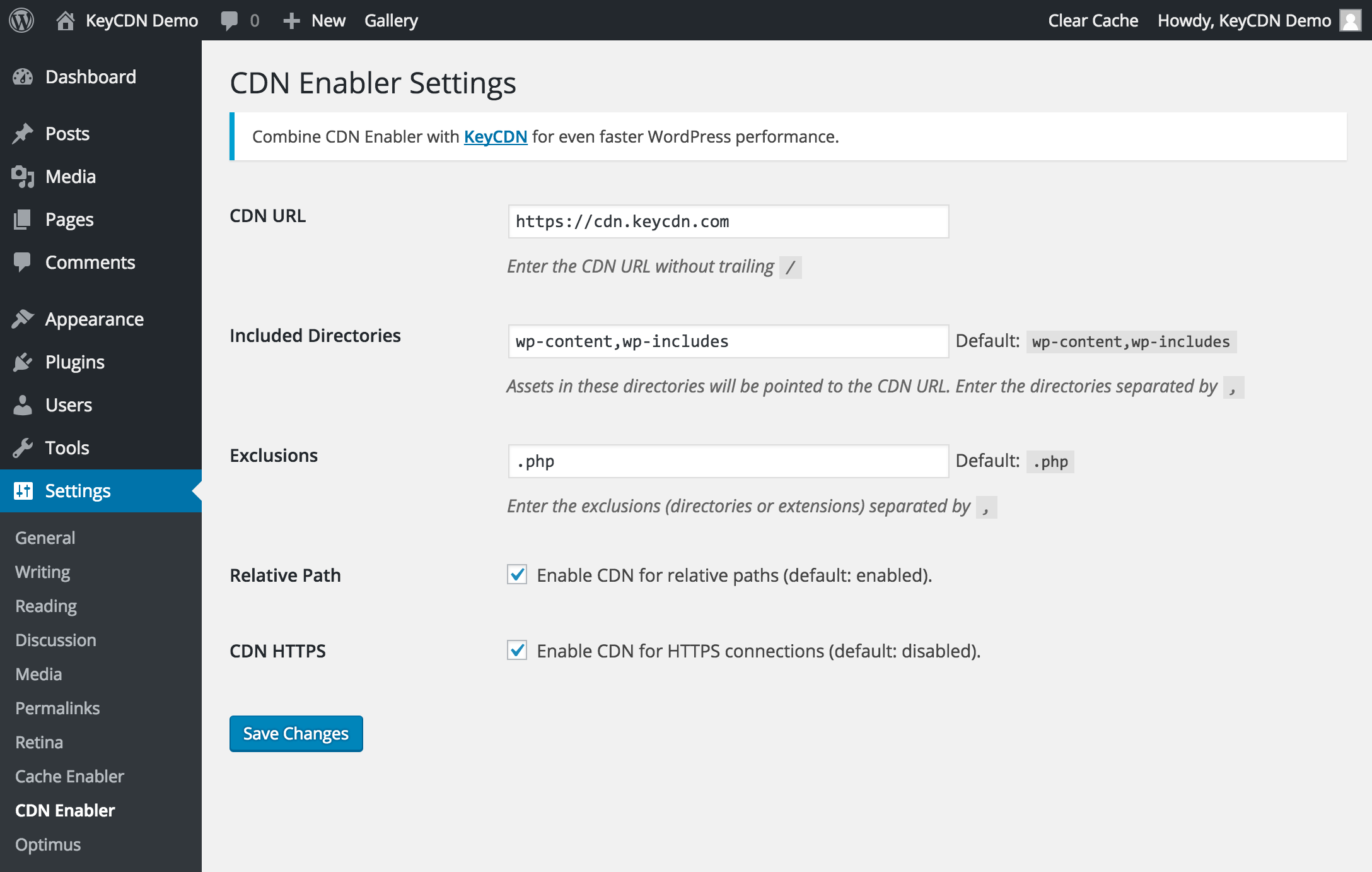 plug-in per le prestazioni di wordpress abilitante cdn