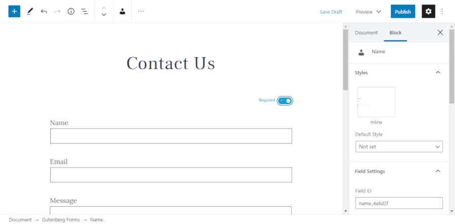 Crearea unui formular standard cu pluginul Gutenberg Forms.