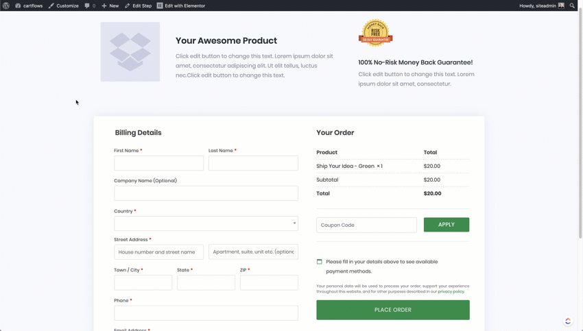 Cartflows de la page de paiement WooCommerce