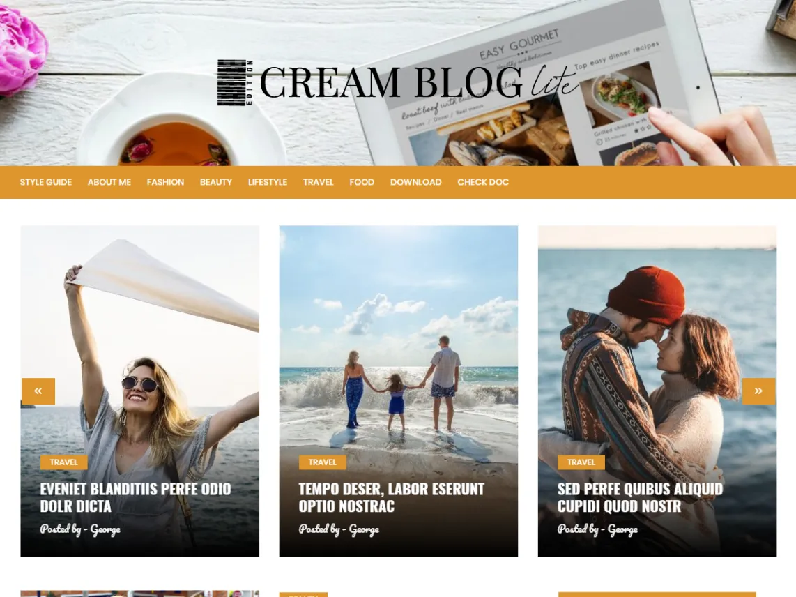 Tema de blog WordPress gratuito Cream Blog Lite