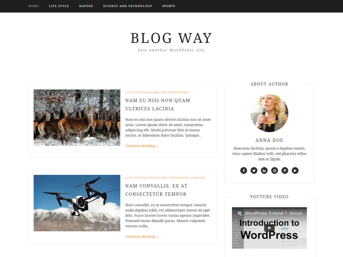 Blog Way tema de blog WordPress gratuito