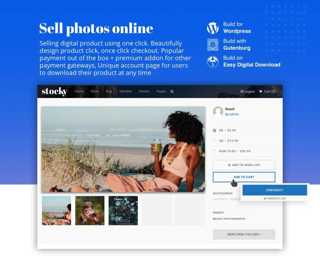 stämmige Fotos verkaufen Bester einfacher digitaler Download von WordPress-Themen