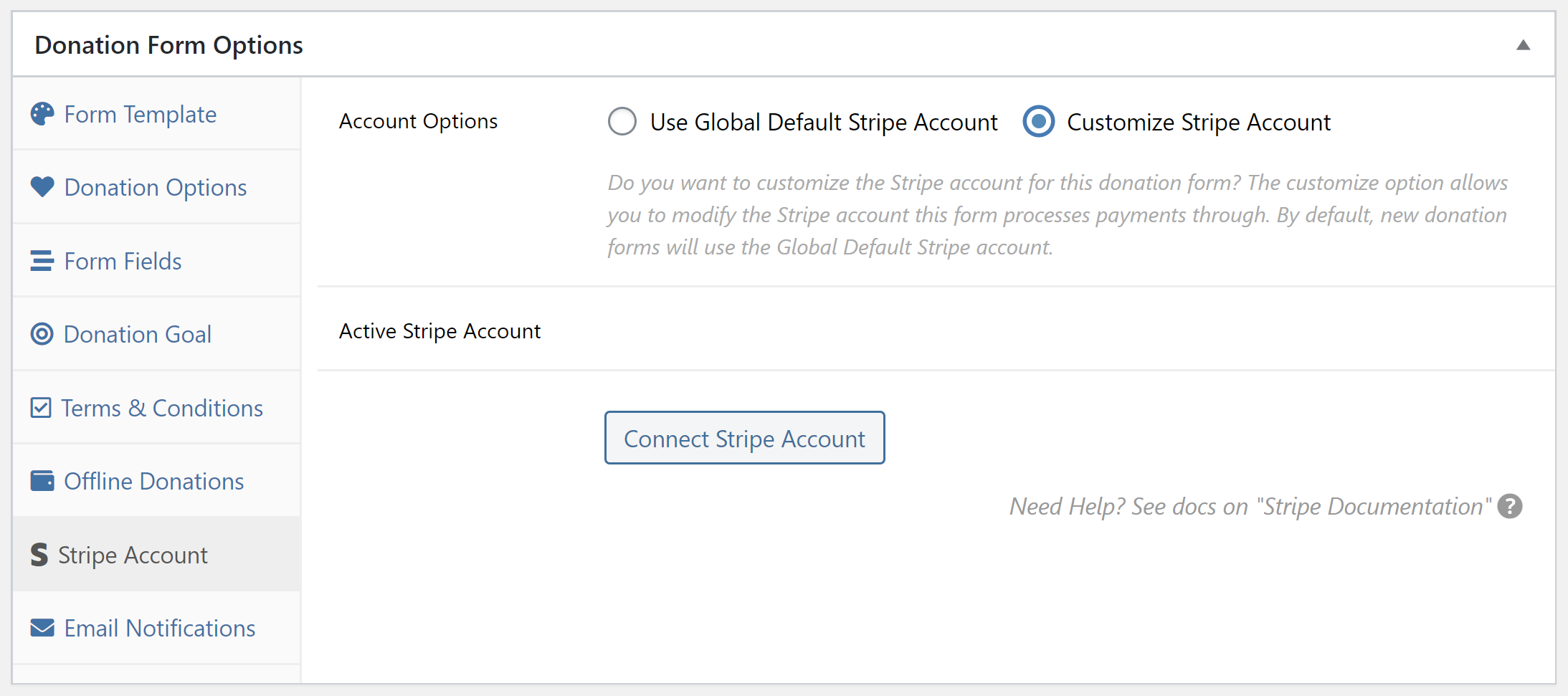Configurando conta de faixa por formulário com GiveWP.