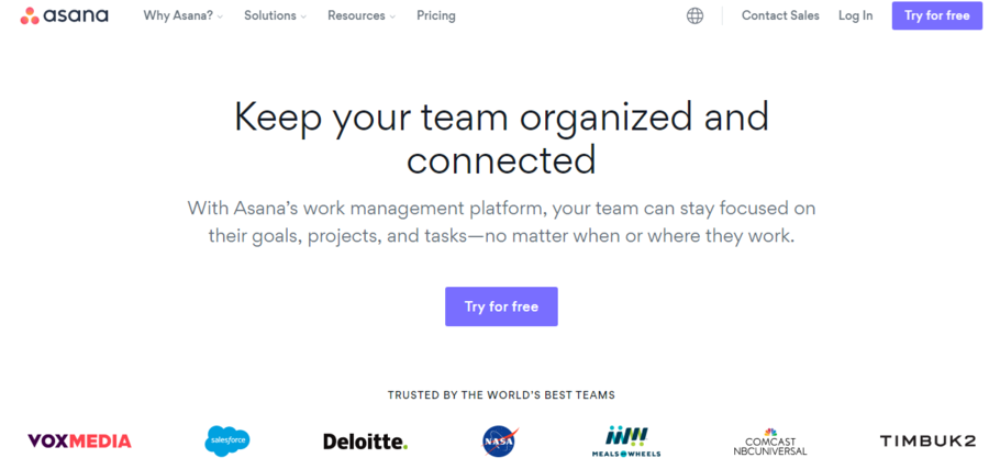 أداة تعاون Asana للفرق البعيدة