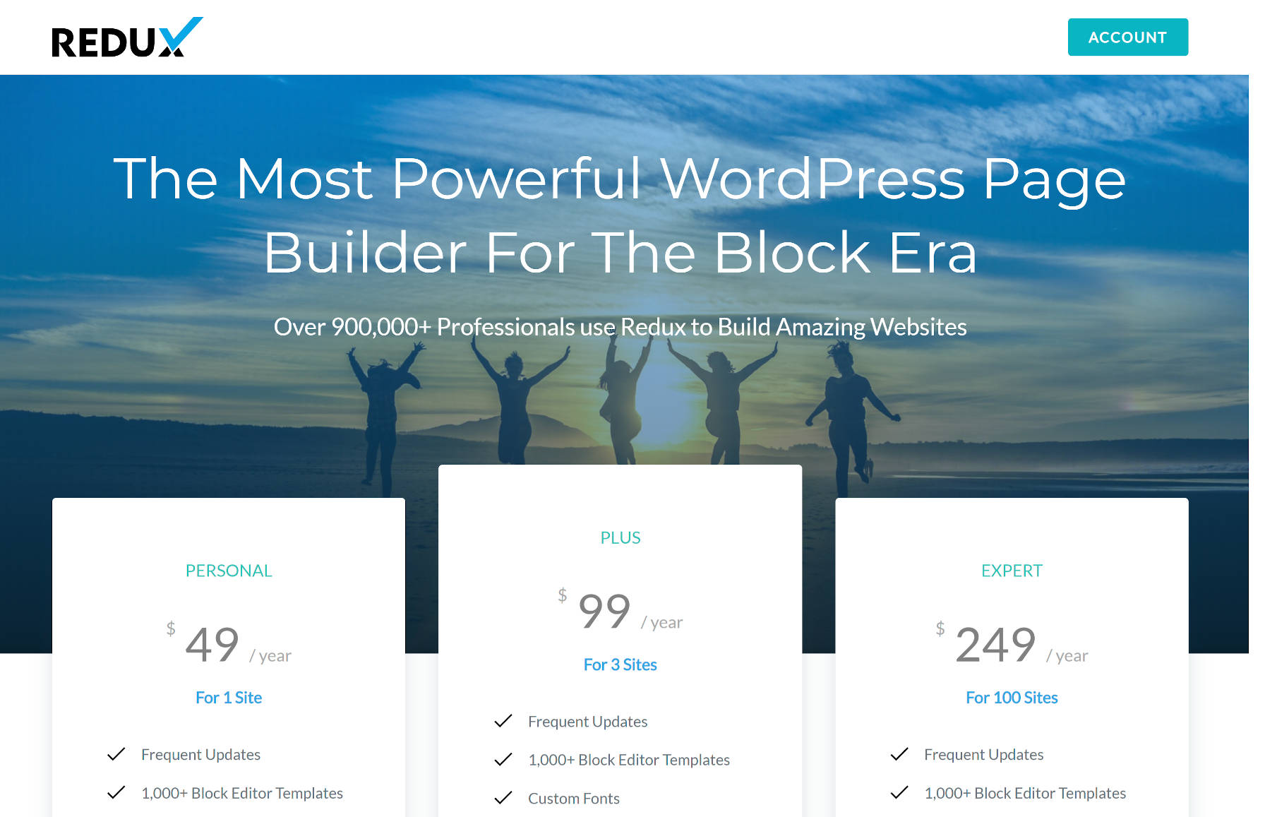 Captura de tela da tabela de preços do site Redux.