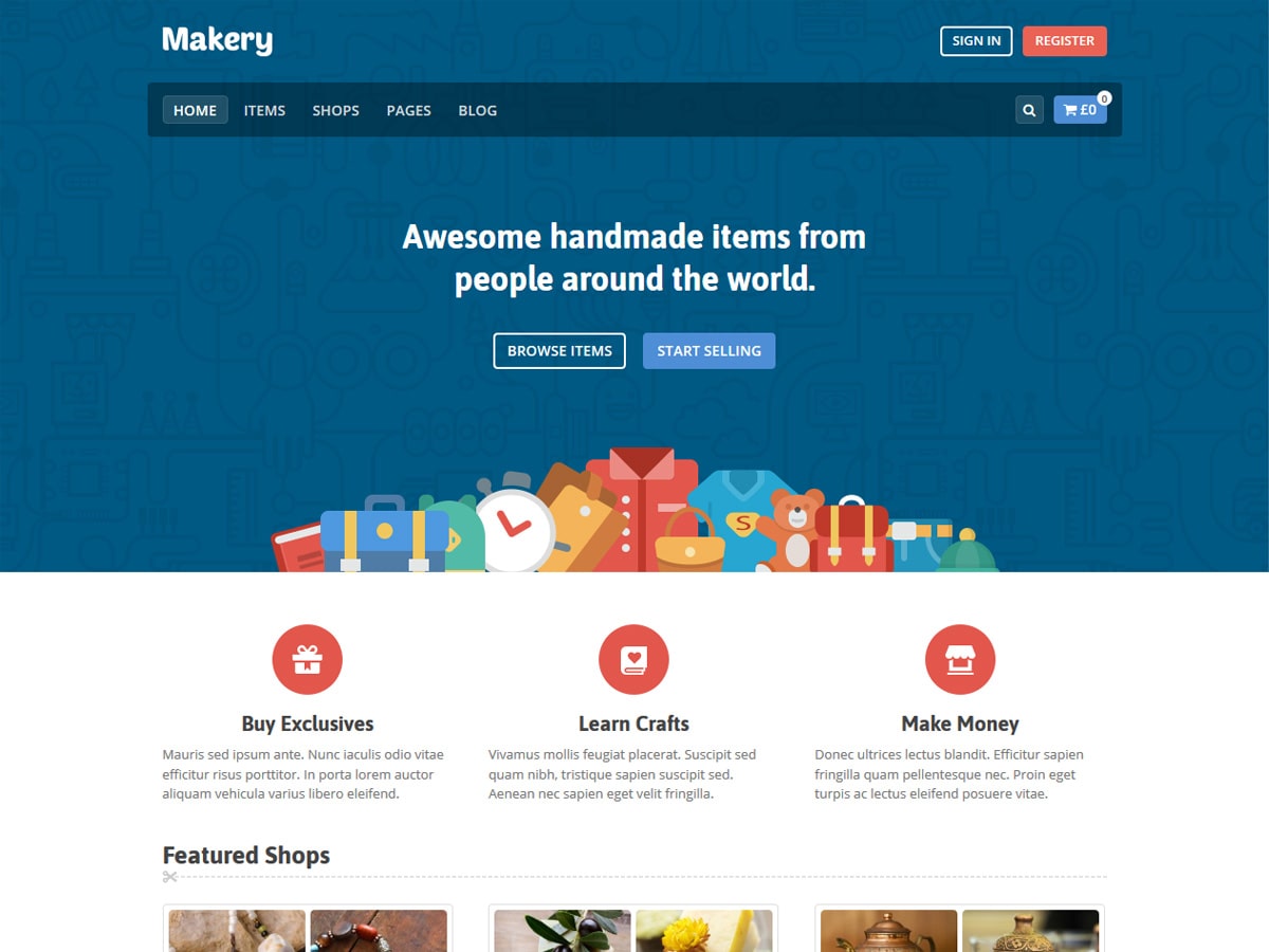 Тема WordPress для торговой площадки Makery-vendor