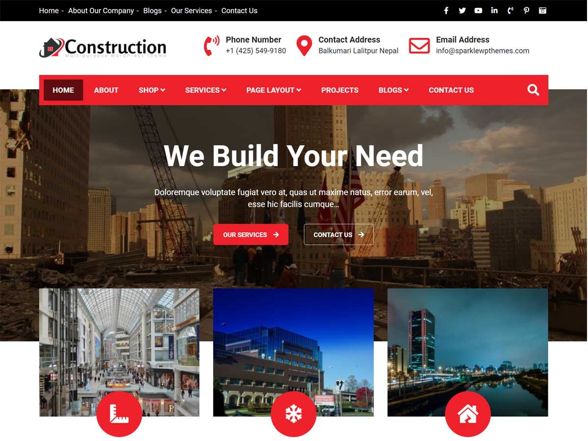 Construction légère - Thème WordPress pour entreprise de construction