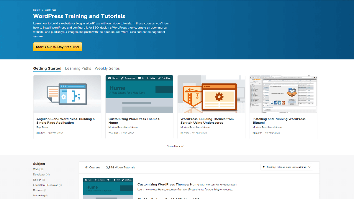 Liste des cours WordPress Lynda.com
