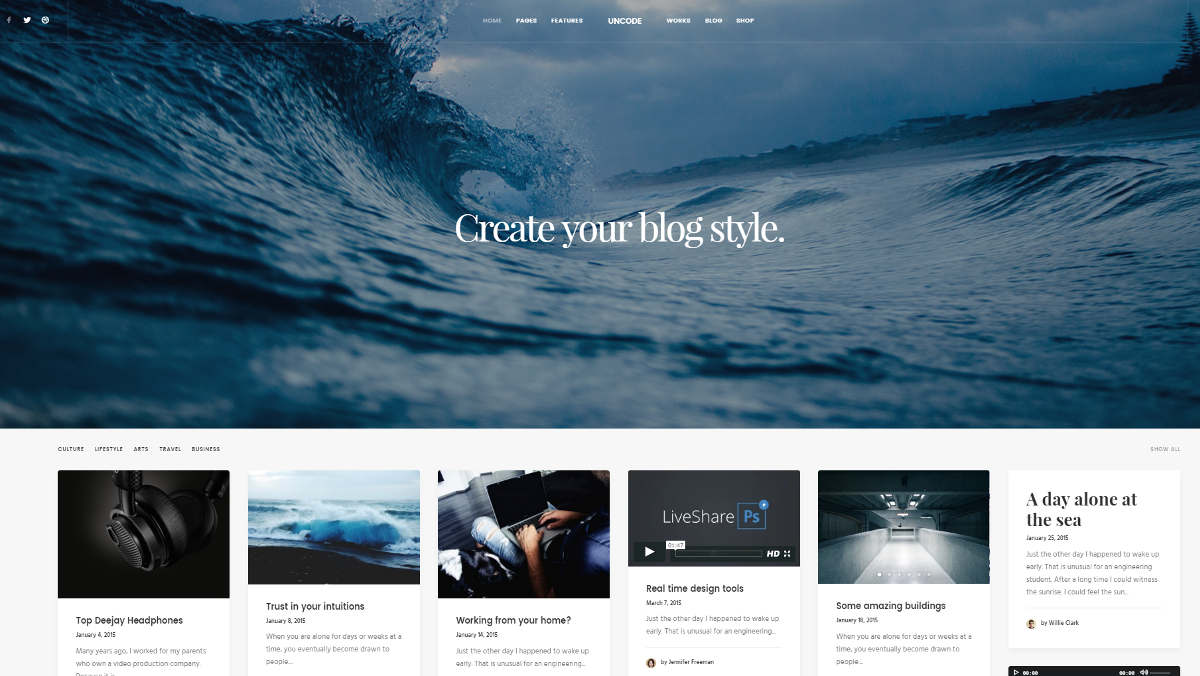 Non codificare il layout in muratura del blog del tema