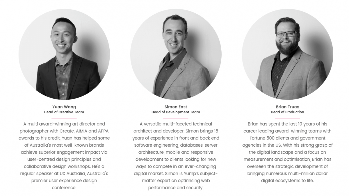 Profil anggota tim di situs web.
