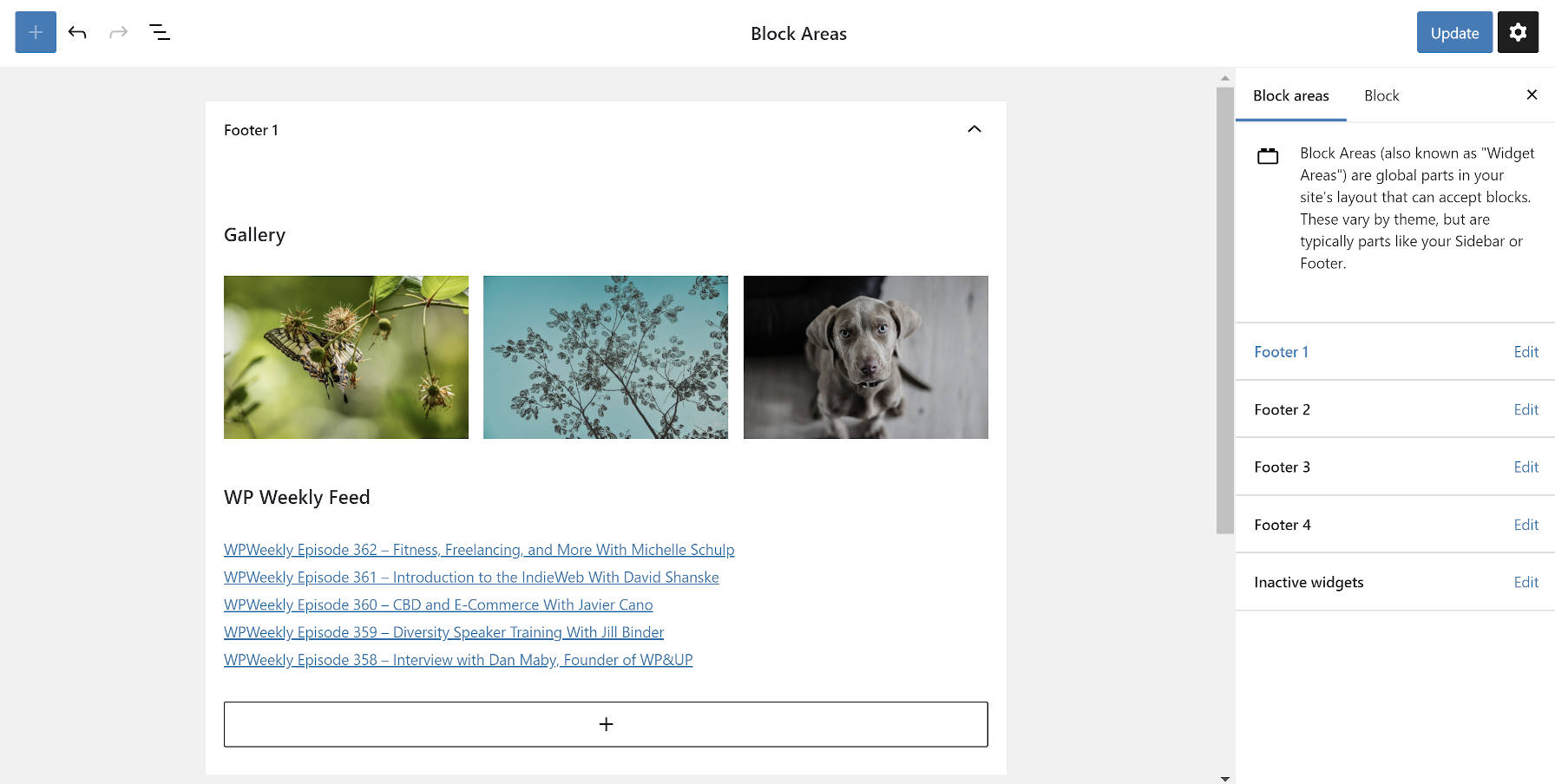 Nouvel écran de widgets basé sur des blocs dans Gutenberg 8.9.