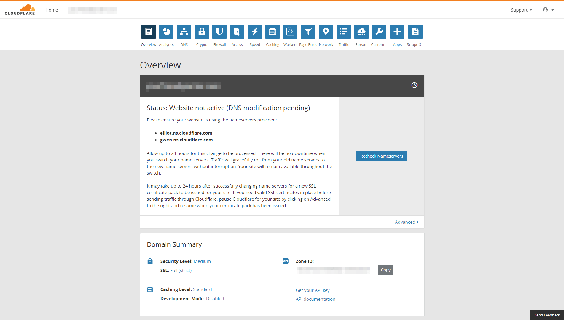 Tab Ikhtisar Cloudflare.