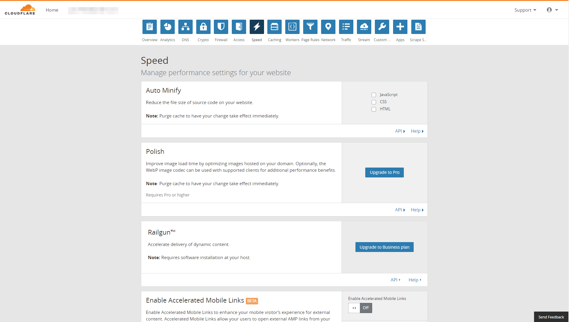 Tab Kecepatan Cloudflare.