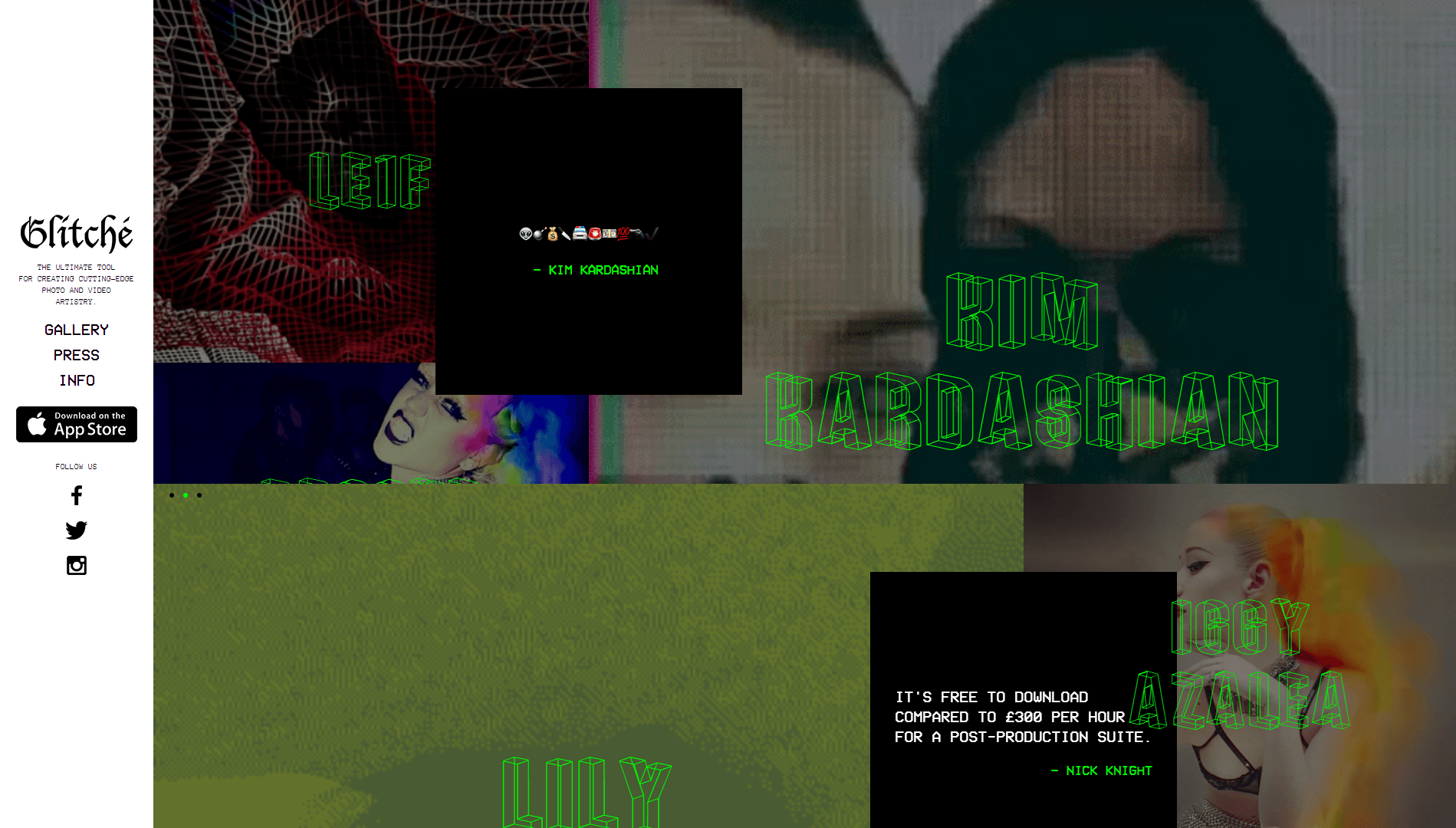 Um exemplo de web design maximalista.