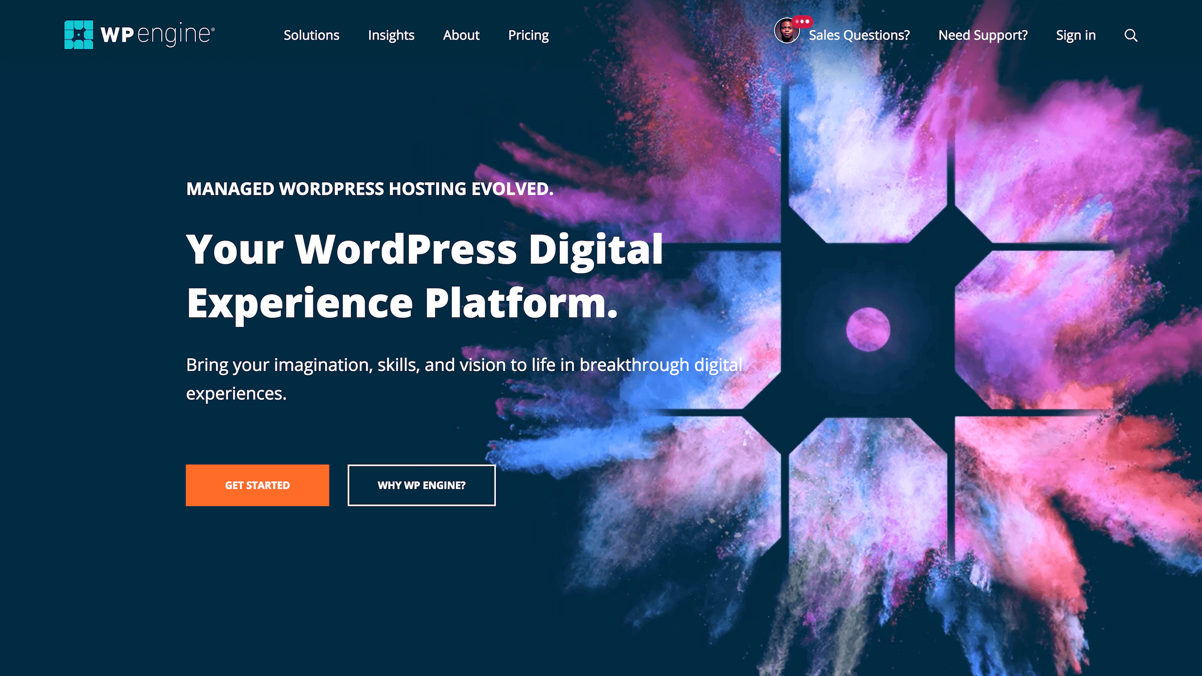 A página inicial do WPEngine.
