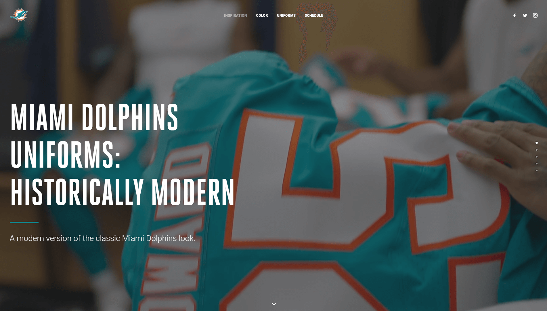 Strona mundurów Miami Dolphins.