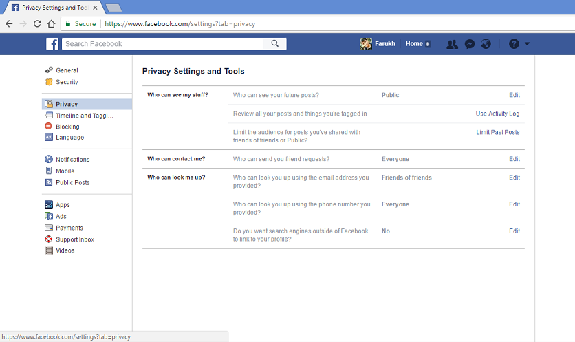 Compte facebook sécurisé