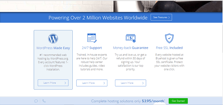 Bluehost 호스팅 계획