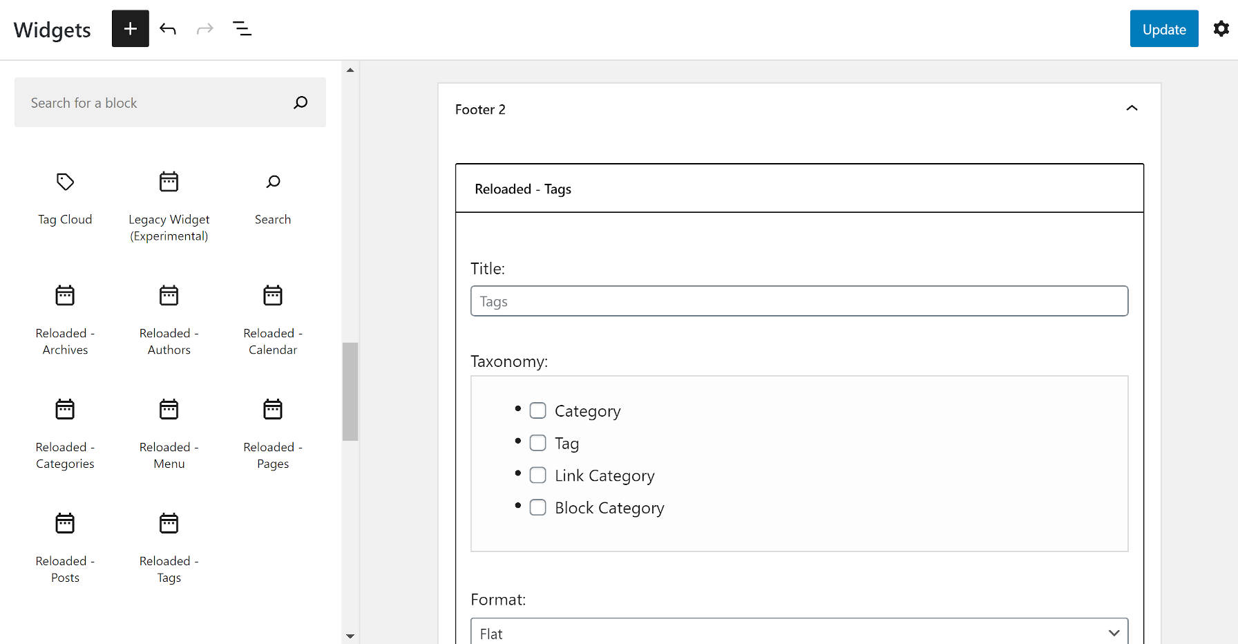 Inserindo um widget legado de terceiros no sistema de widgets do Gutenberg.