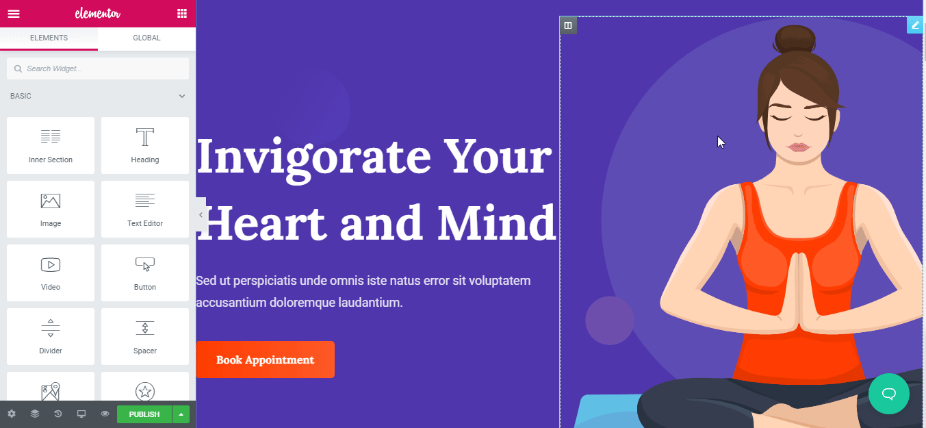 Elementor無料テンプレート8を使用して独自のヨガウェブサイトを作成する方法 Yoga Website using Elementor