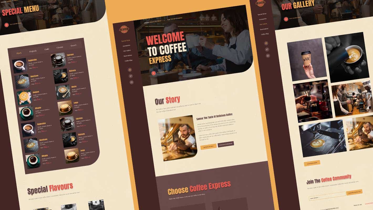 Elementor TemplatePack5を使用してコーヒーショップのWebサイトを作成する方法 Coffee Shop Website