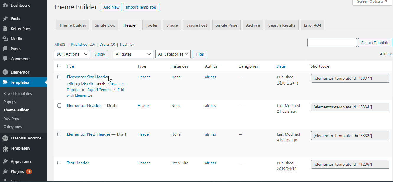 Come creare intestazioni Elementor utilizzando il nuovo Theme Builder 3 Elementor Headers