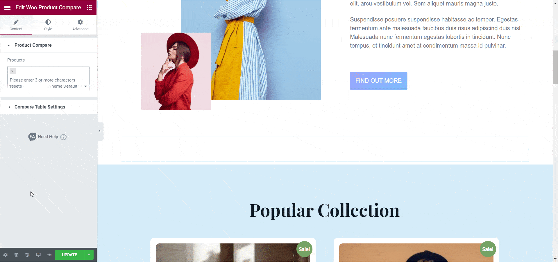 Elementor6用のEAWooCommerce製品比較ウィジェットの紹介 WooCommerce Product Compare
