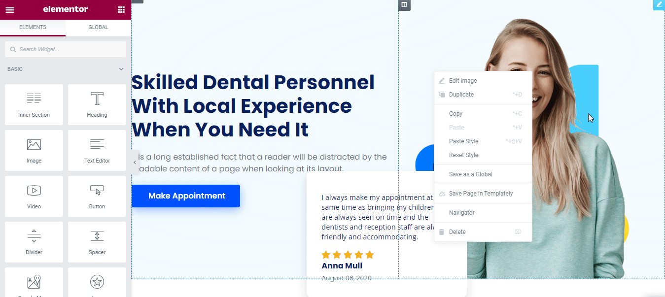 Diş Hekimi Web Sitesi Elementor Şablonu Nasıl Kullanılır ve Web Sitenizi Anında Oluşturun 8 Dentist Website Elementor