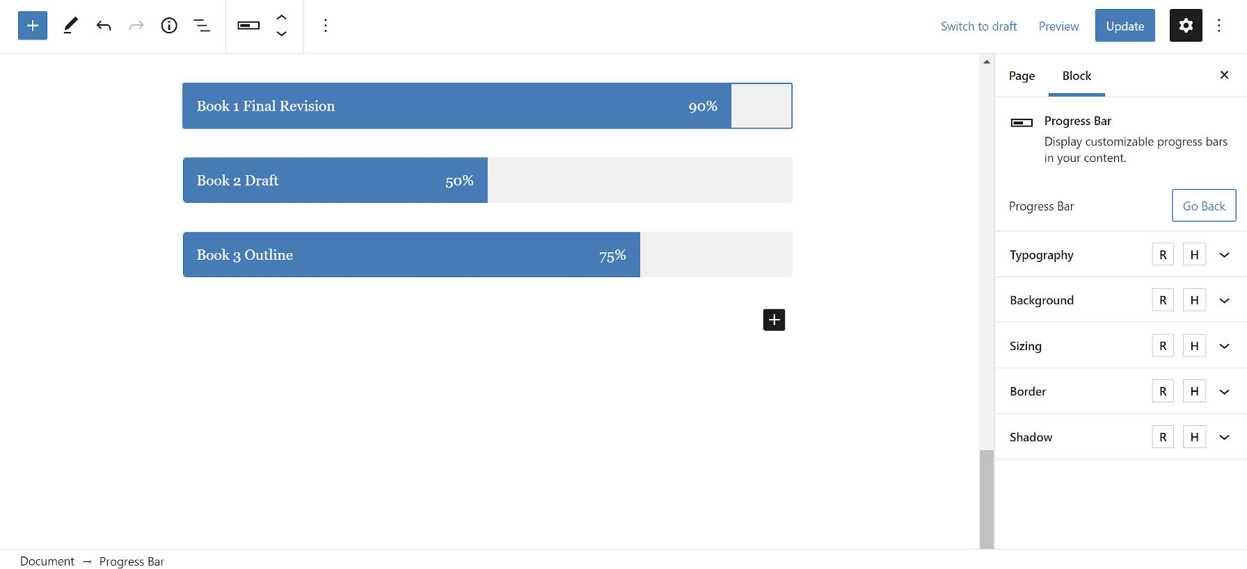 Adicionando barras de progresso através do plugin EditorPlus.
