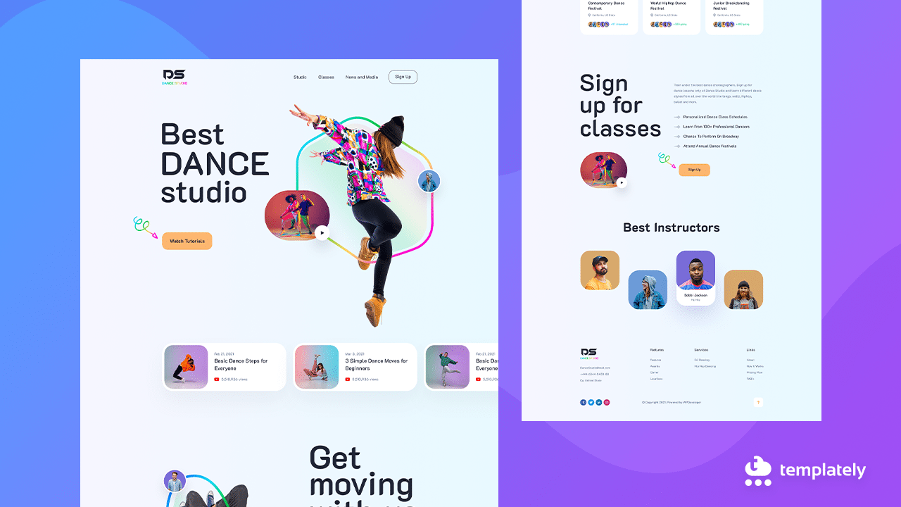 Cómo obtener una plantilla de sitio web de baile GRATIS y crearla sin codificación 1 dance website
