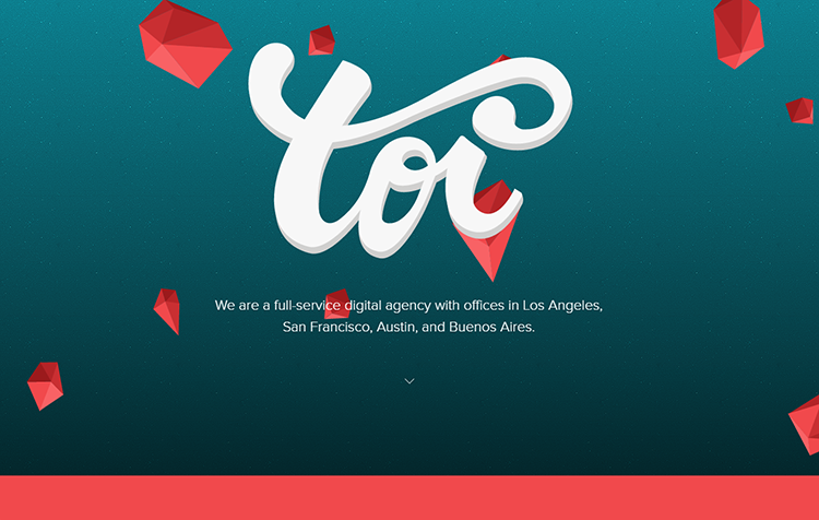 Toi Digital Agency - arka plandaki kristaller farenin hareketine göre hareket ediyor, aşağı kaydırma oku da öyle.