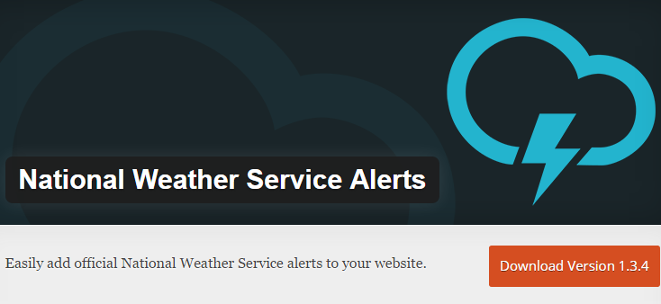 L'aggiornamento del servizio meteo nazionale, come suggerisce il nome, è un plug-in di WordPress che mostra gli avvisi nazionali al tuo fianco nell'area dei widget. Le informazioni vengono estratte direttamente da alert.weather.gov, quindi le informazioni che i tuoi visitatori stanno ricevendo sono estremamente accurate e affidabili.