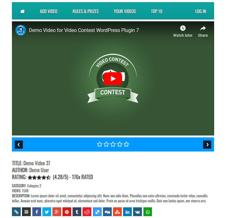비디오 콘테스트 WordPress 플러그인 예제