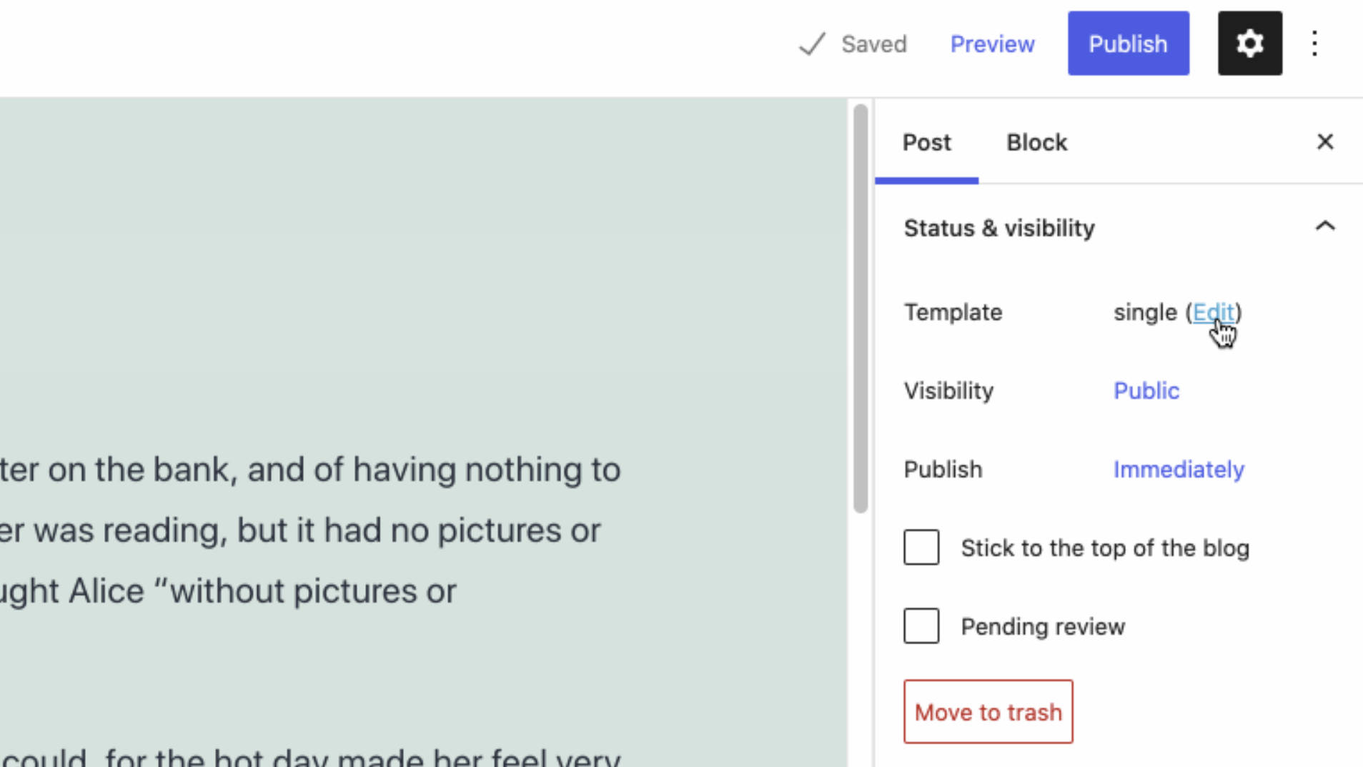 投稿編集とテンプレート編集を切り替えるためのトグルボタン