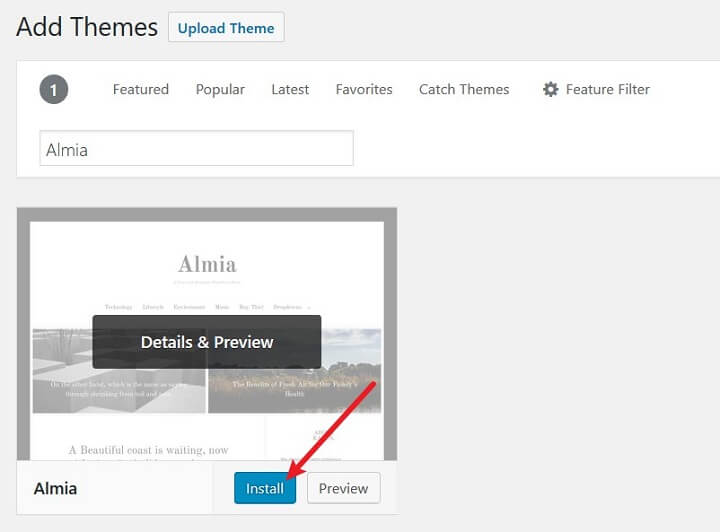 ติดตั้งธีมใหม่ใน wordpress admin