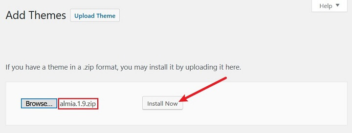 อัพโหลดธีม zip