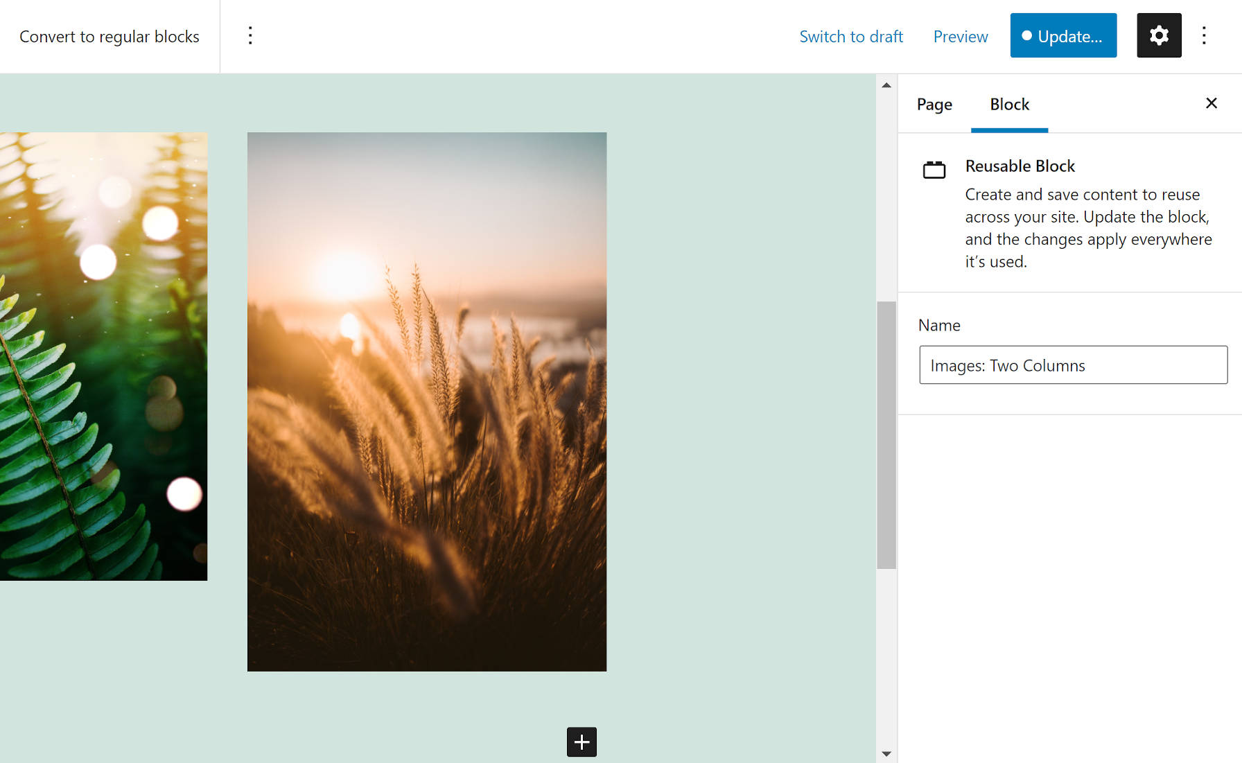 WordPressエディターで再利用可能なブロックの名前を編集します。