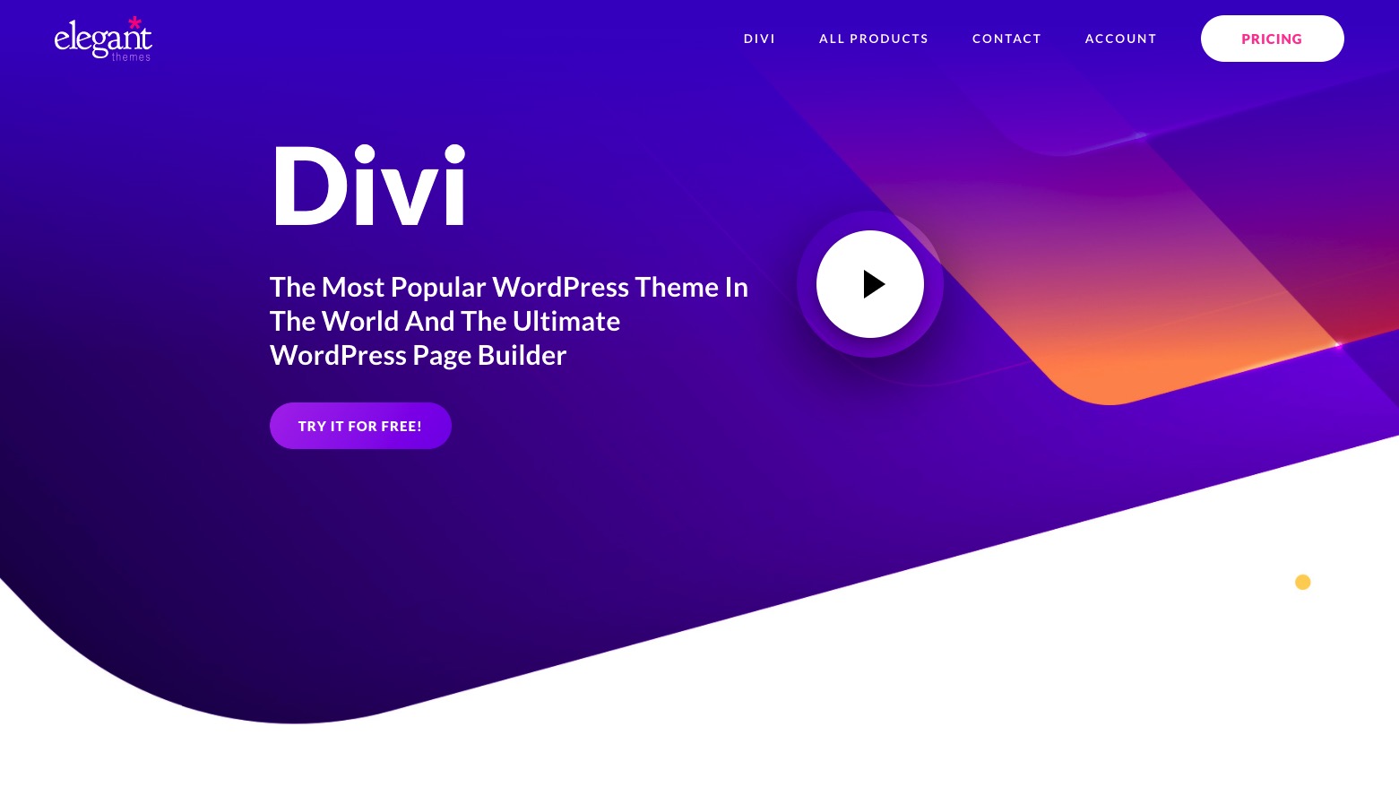 Divi vs Elementor: หน้าแรกของ Divi