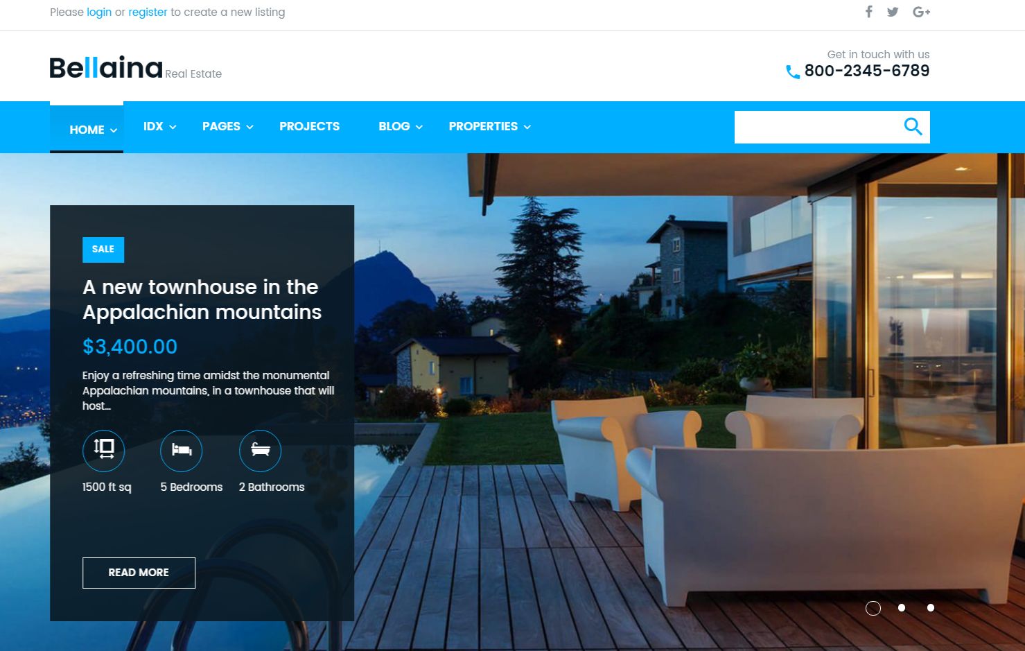 Responsywny motyw WordPress Bellaina Real Estate