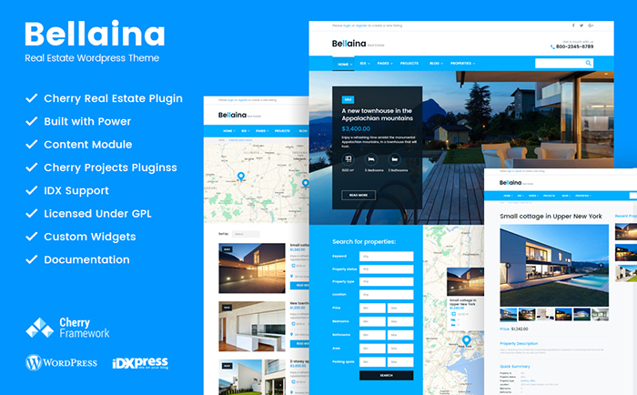 Bellaina — адаптивная тема WordPress для недвижимости