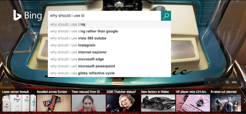หน้าแรกของ Bing