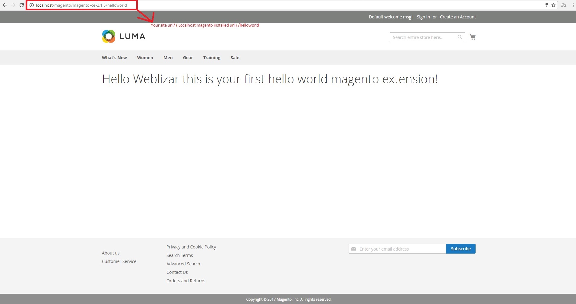 creare un'estensione in output magento