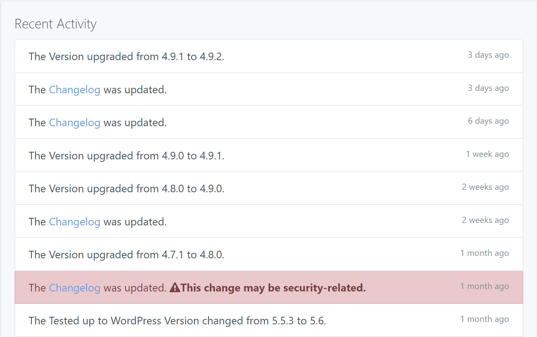 سجل تتبع المكون الإضافي الفردي عبر موقع WP Lookout الإلكتروني.