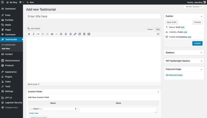 CPT - Adicionar novo depoimento