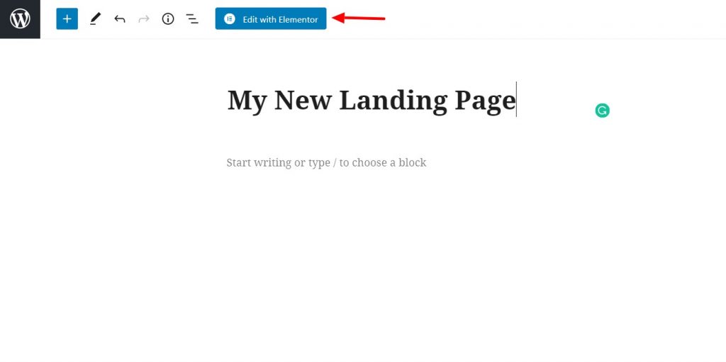 nouvel élément de page de destination
