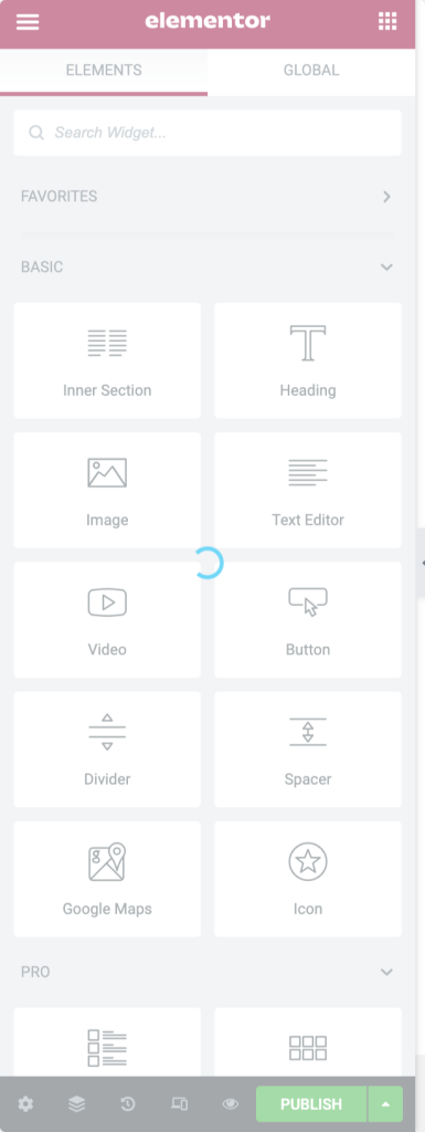 Le panneau de widget Elementor ne se charge pas
