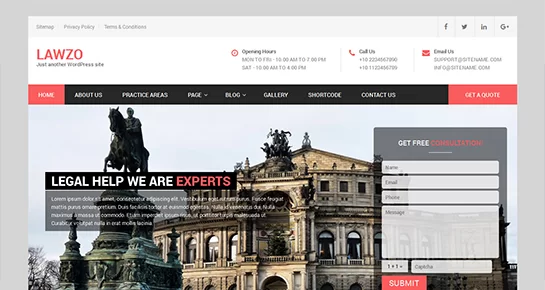 бесплатная тема WordPress для Lawzo
