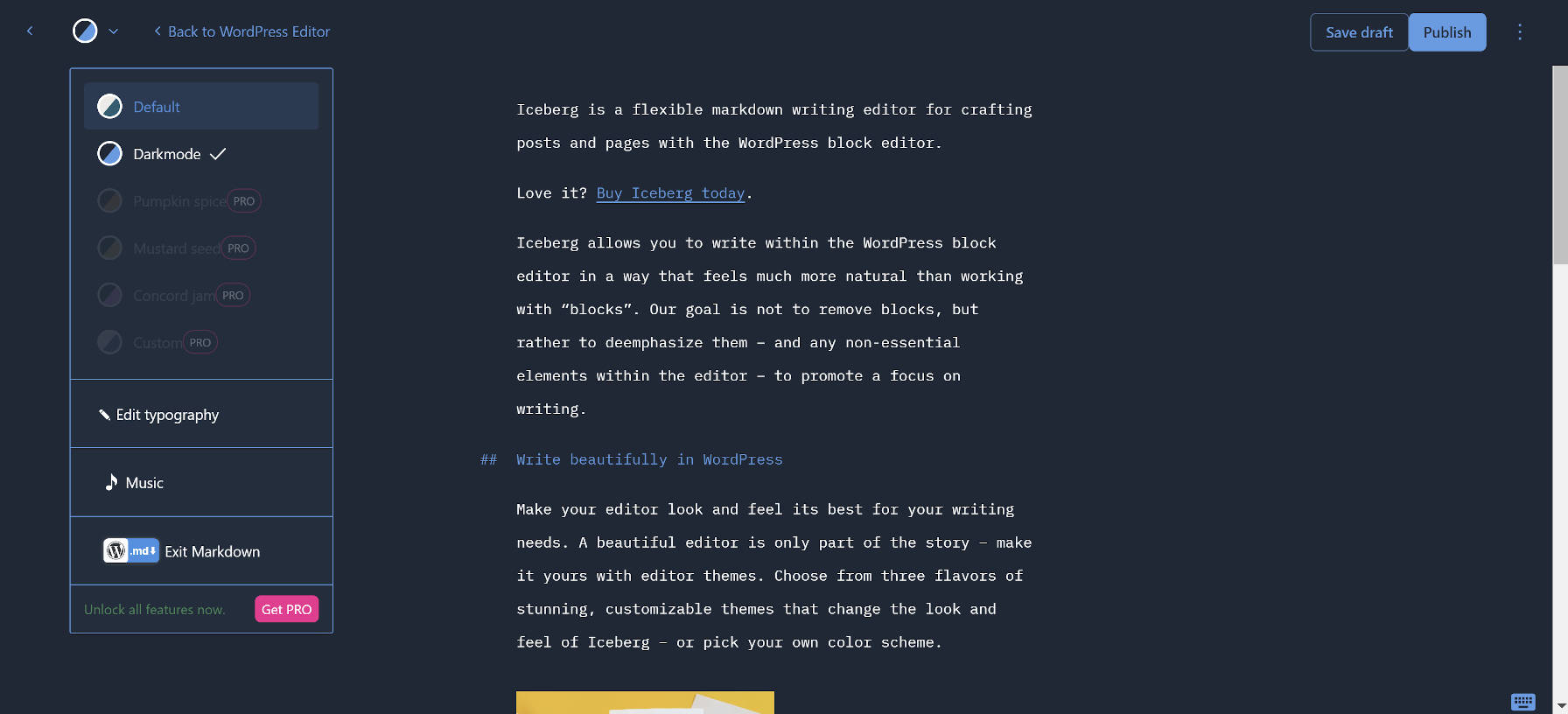 “Markdown”模式下的 WP Markdown Editor 插件。