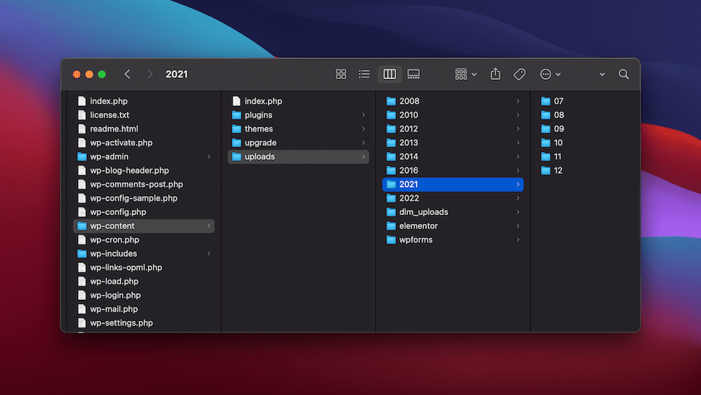 WordPressのメディアライブラリ構造。